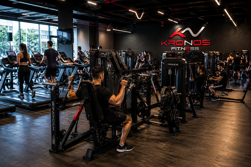  Academia montada com equipamentos de musculação e cardio em ambiente profissional
